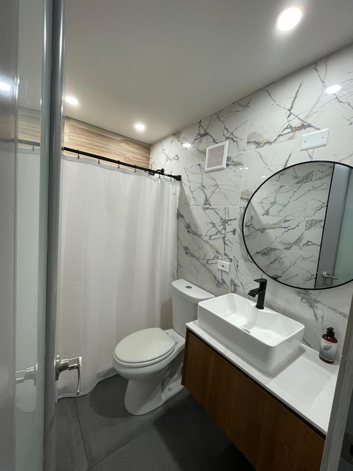 Modern bathroom with shower and clean design at VillaMar Fajardo vacation rental
